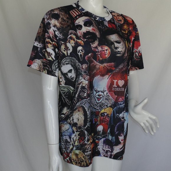 Horror Movie Villans Tee, M Collage, Short sleeve, Multicolor, Slashers, T-shirt - Picture 2 of 11